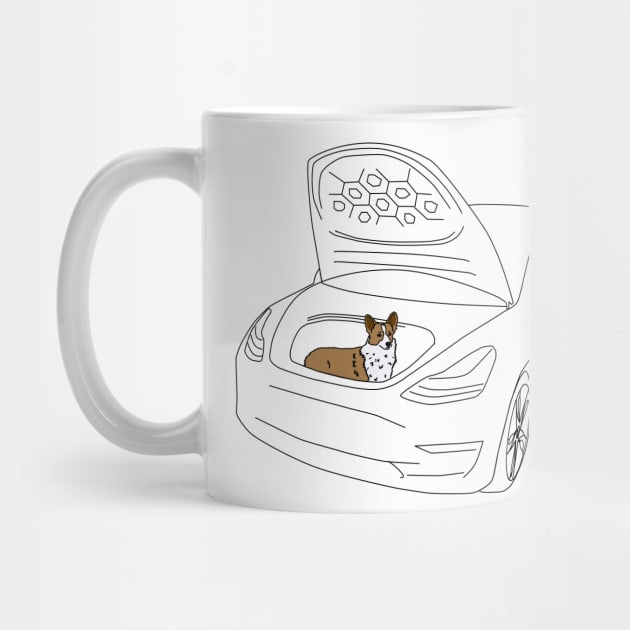 Corgi in a Tesla Model 3 Frunk by Shannon Marie